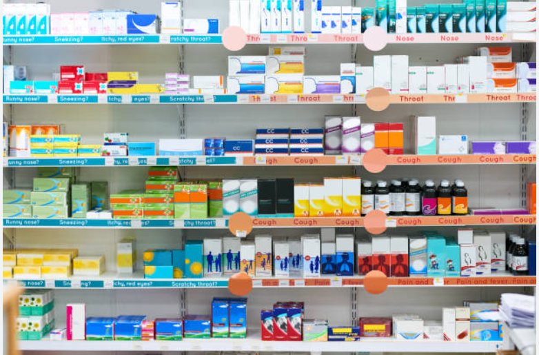 Organized pharmacy dispensary shelving